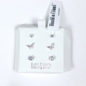 NANETTE LEPORE | SPARKLY CUBIC ZIRCONIA BUTTERFLY 3-PIECE SET EARRINGS
